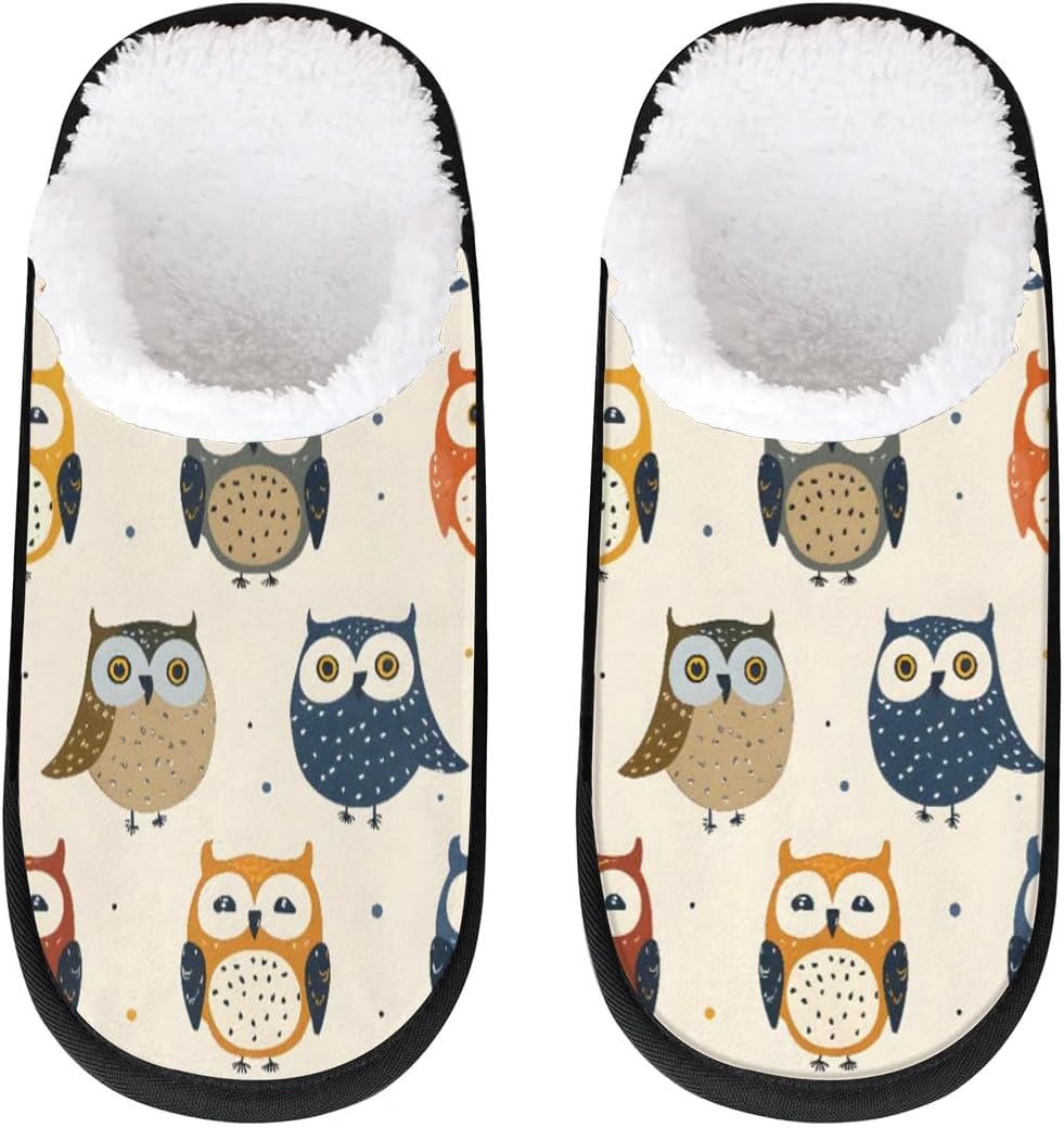 

Тапочки Gublec для женщин и мужчин, уютные с нескользящей подошвой, для дома, теплые плюшевые тапочки для дома, спальни и путешествий, Cartoon Owls