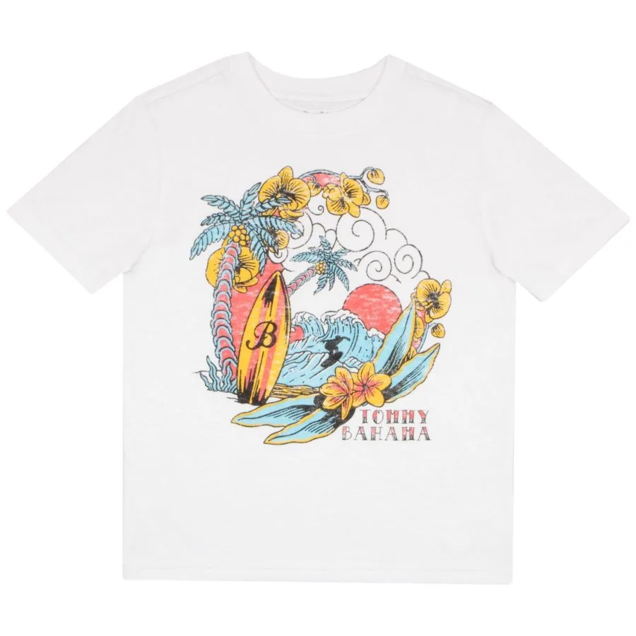 Детский комплект из двух повседневных футболок с круглым вырезом Tommy Bahama, белый/зеленый — фото 2