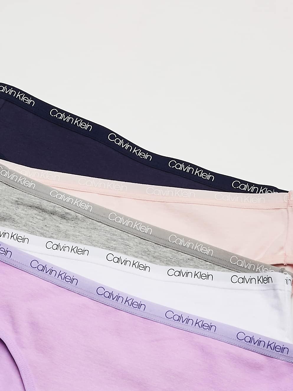 Трусики-бикини Calvin Klein для девочек, хлопковые, упаковка 5 шт., Heather Grey/White/Crystal Pink/Symphony/Ck Lilac — фото 2