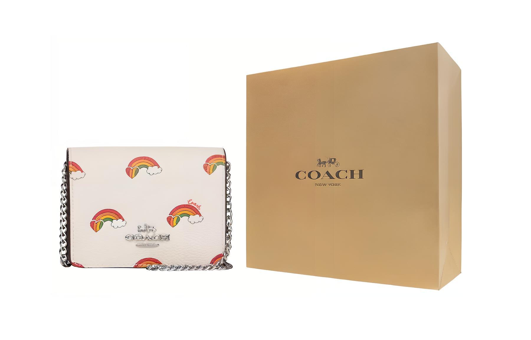 

COACH Кожаный бумажник из коровьей кожи Женская сумка через плечо Женская сумка кроссбоди Женская белая сумка