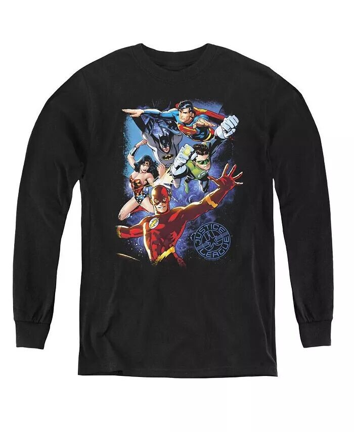

Свитшот с длинным рукавом Boys of America Youth Galactic Attack Color Justice League, черный