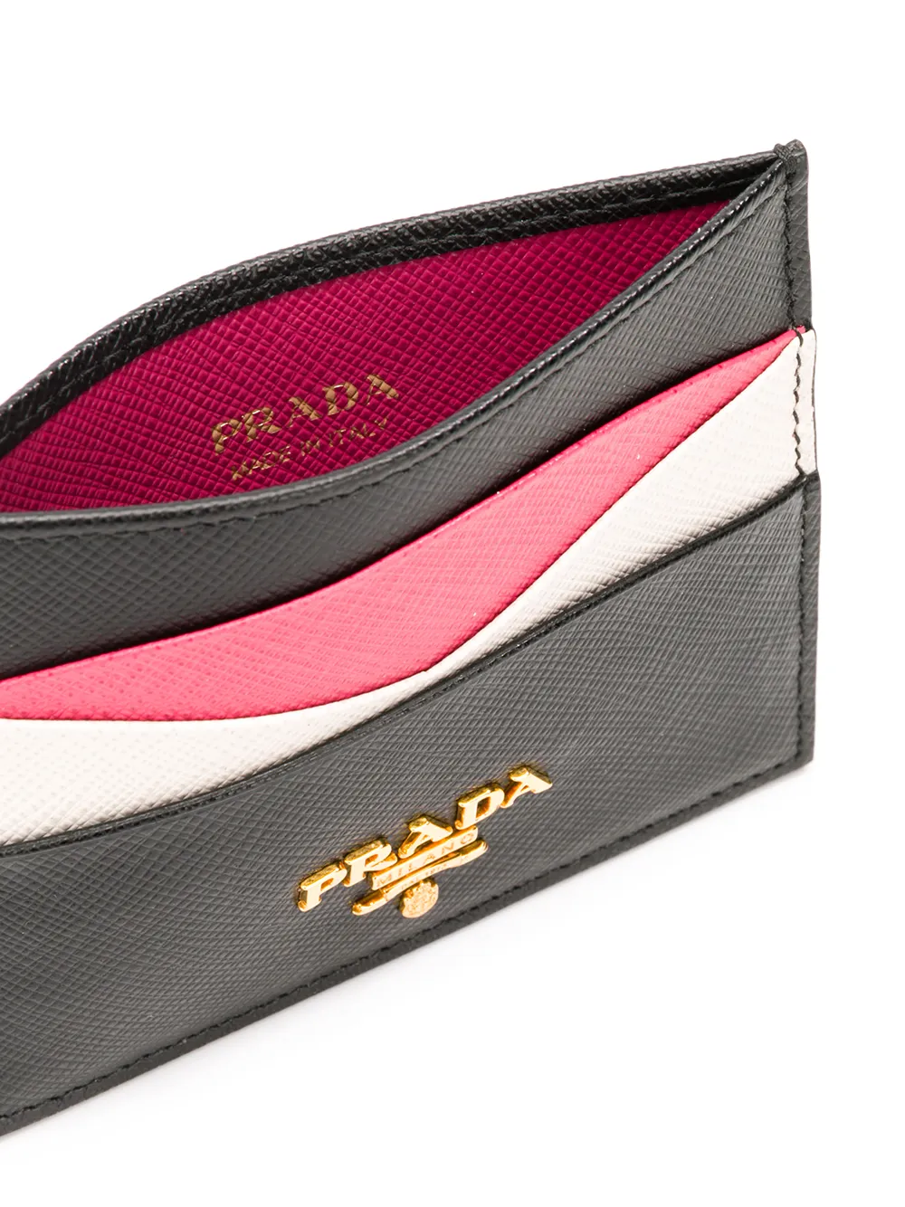 Футляр для карт сафьяновой выделки Prada, черный — фото 3
