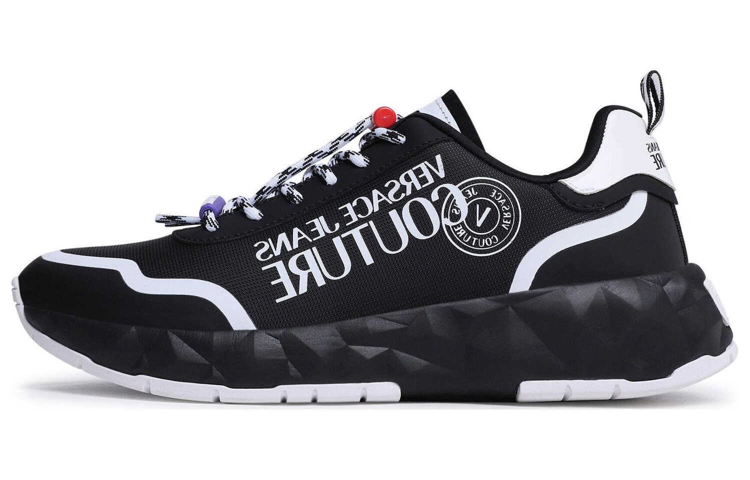 

Кроссовки VERSACE JEANS Lifestyle Shoes Men Low-top Black/White, черный/белый
