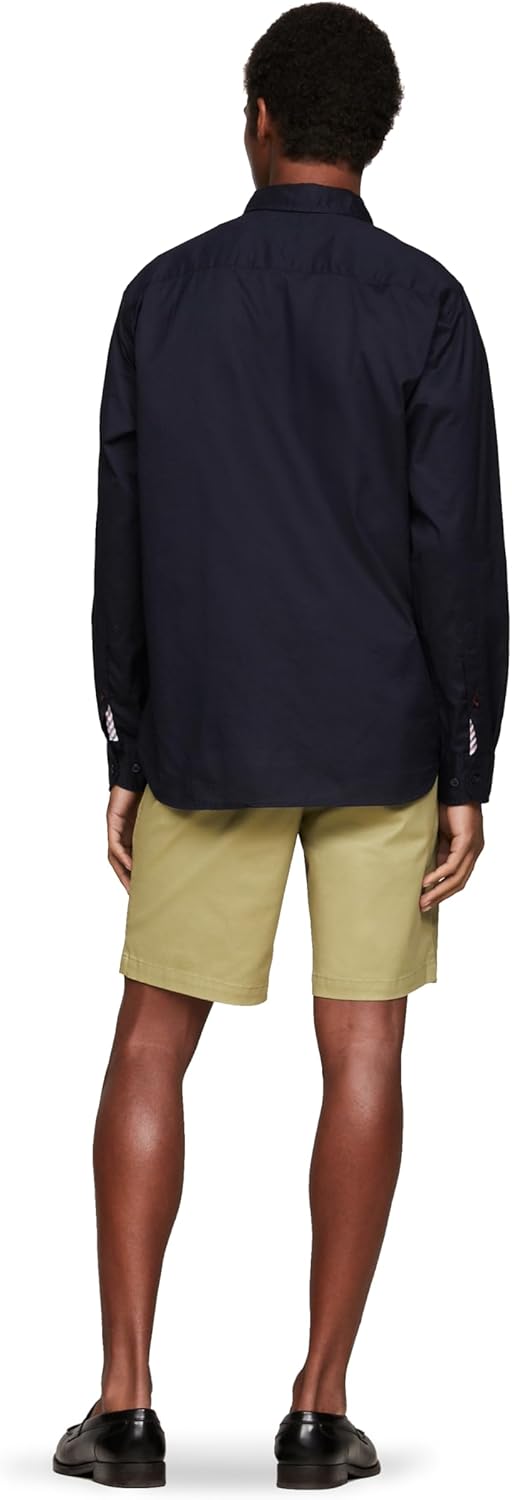 Мужские рубашки Tommy Hilfiger Poplin с длинным рукавом, классического кроя, застегивающиеся на пуговицы, также доступны в размерах для больших и высоких размеров., Desert Sky — фото 4