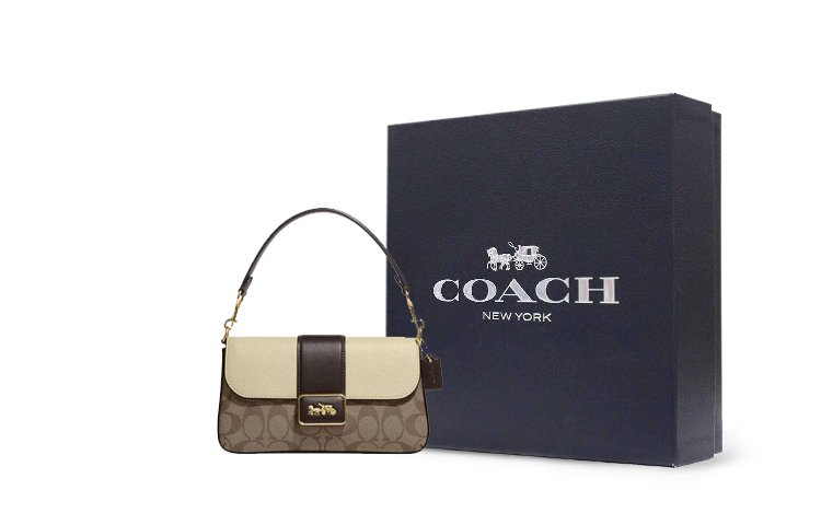 

COACH Холщовая сумка через плечо с кожаной отделкой