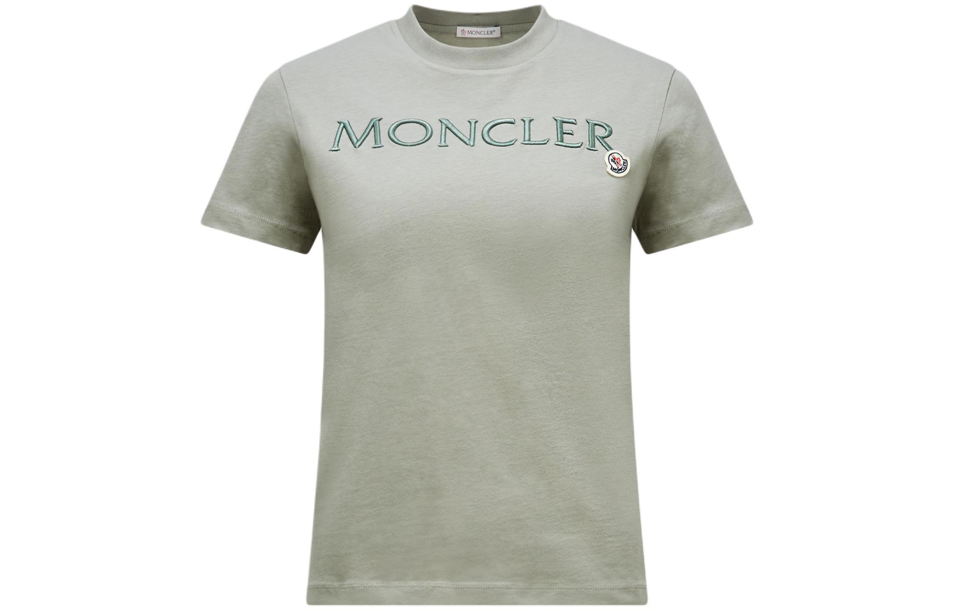 

Футболка с вышитым логотипом Moncler, шалфейно-зелёная