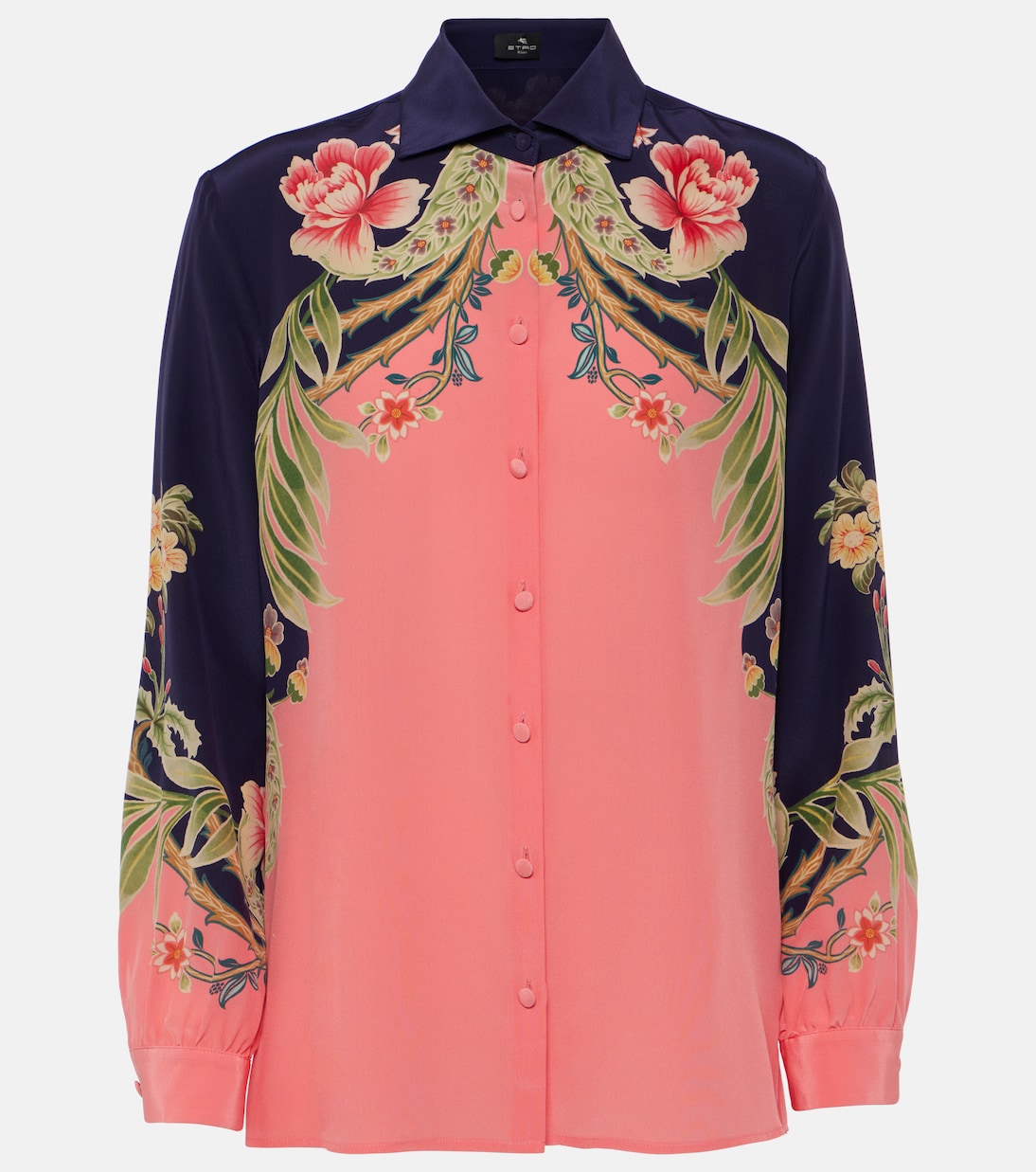 

Шелковая рубашка с принтом Etro, Print On Blue Base