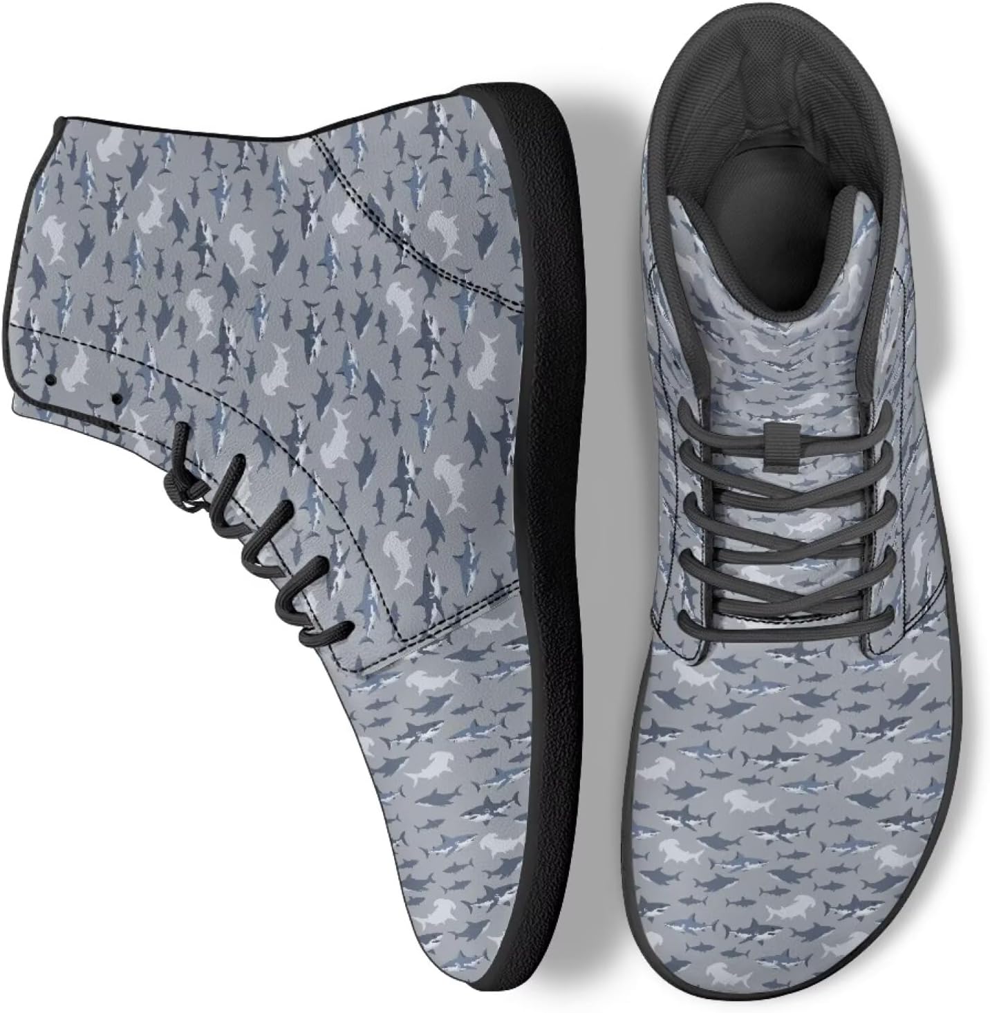 

Мужские и женские высокие кроссовки для ходьбы из ПУ-кожи, беговые спортивные кроссовки для улицы Ecaestolph, серый