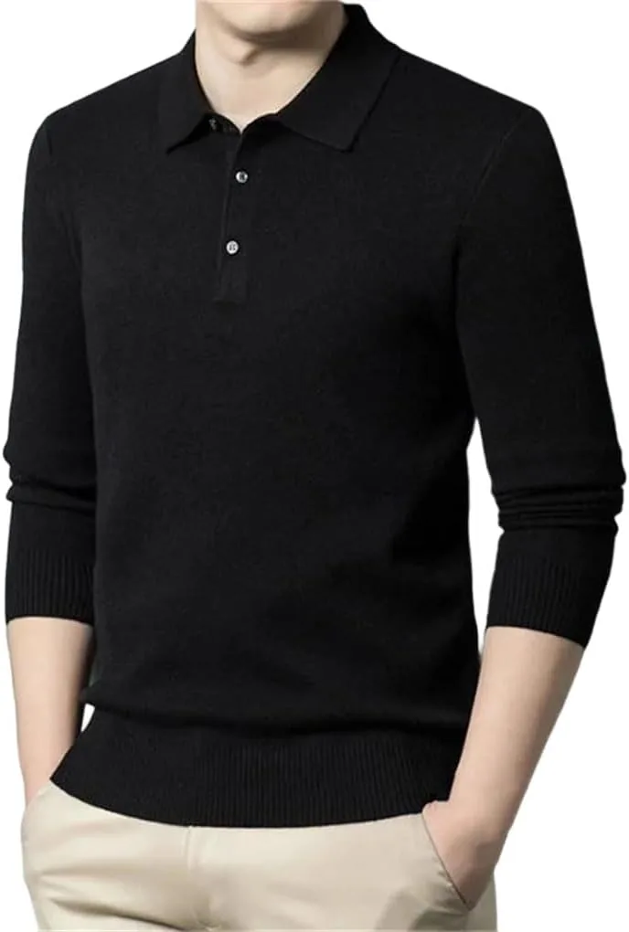 

Мужской пуловер с отложным воротником на пуговицах