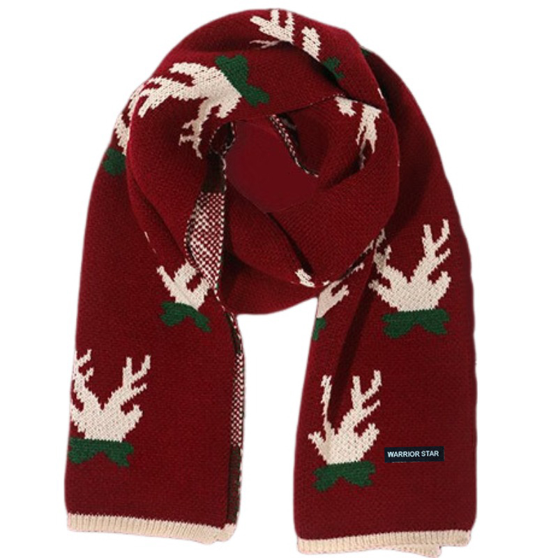 

WARRIOR Вязаный шарф женский, Red Antler Pattern