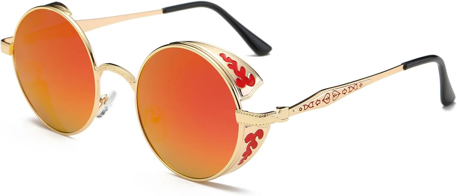 

Солнцезащитные очки J&L Glasses Polarized Round Steampunk для женщин и мужчин в готическом стиле, металлическая оправа J&L Glasses, Gold/Gold Polarized Lens