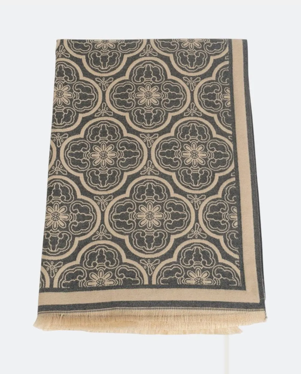 

Прямоугольный жаккардовый шарф с геометрическим узором, выполненный из высококачественной ткани с современным дизайном Kbas, серый