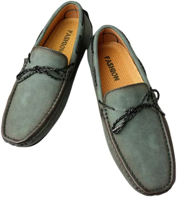 Мужские кожаные пенни-лоферы, повседневные с шнуровкой и без застежки, туфли-гоммино, плоская подошва, удобные туфли для вождения и нарядные туфли Hhhchpm, зеленый