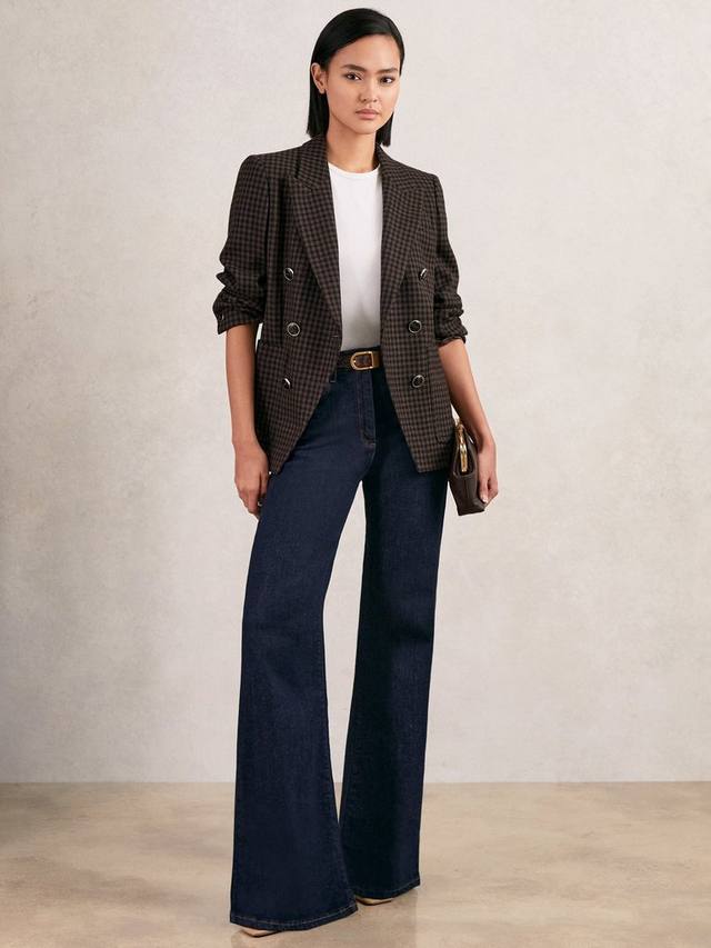 

Двубортный клетчатый блейзер Ayla из шерстяной смеси Reiss, Brown/Multi