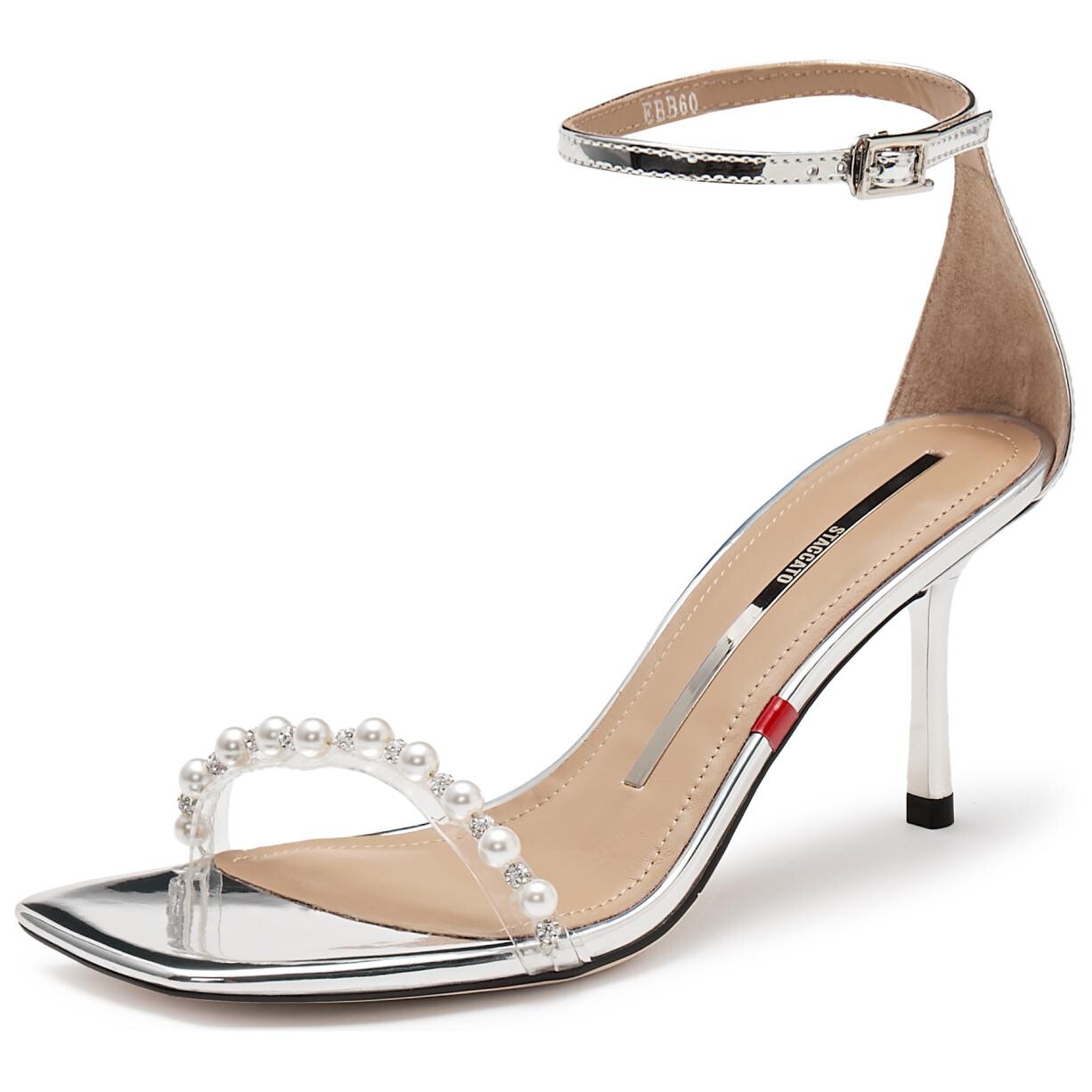 Туфли на высоком каблуке женские Moonshine Silver White Staccato