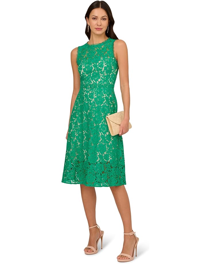

Платье Adrianna Papell Lace Midi Dress, цвет Botanic Green