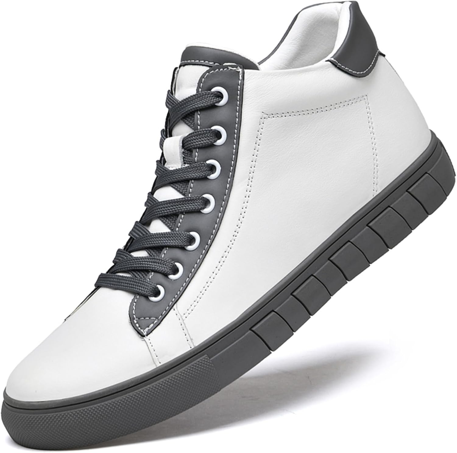 

Мужские ретро кроссовки премиум-класса из кожи с высоким верхом, мужские стильные повседневные туфли Abborora, белый/серый