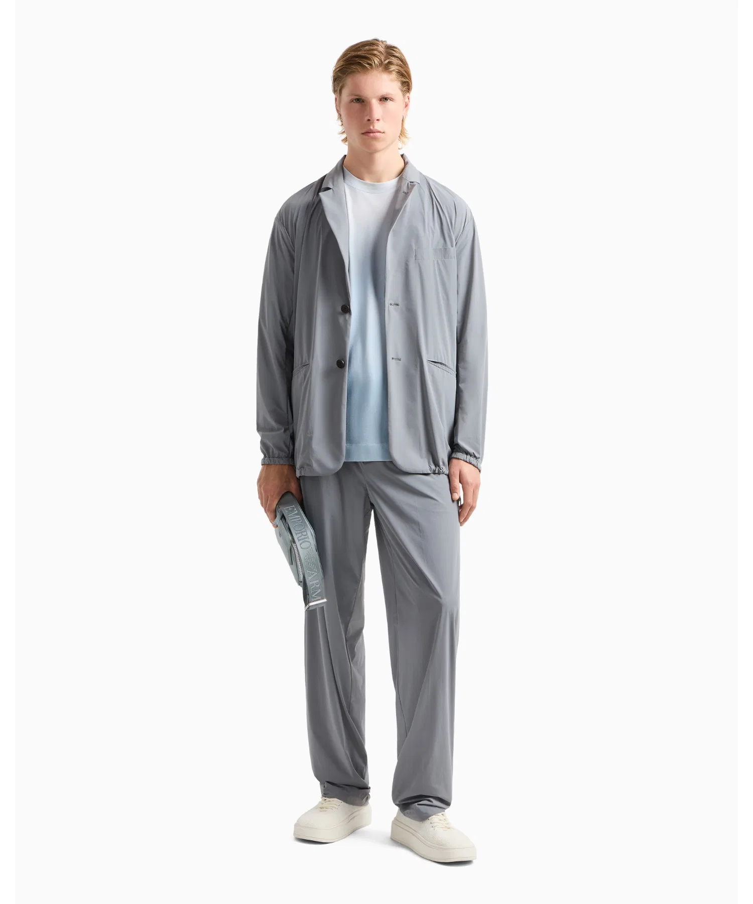 Мужская футболка Emporio Armani из лиоцелла и хлопка с градиентом аква — фото 4