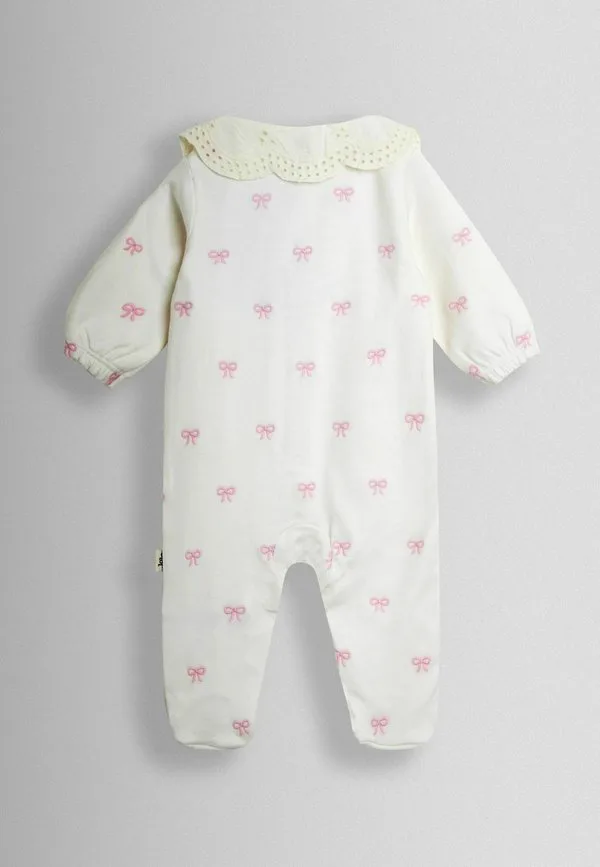 Спальный комбинезон стандартного кроя с вышитыми ножками Jojo Maman Bébé, Cream — фото 2