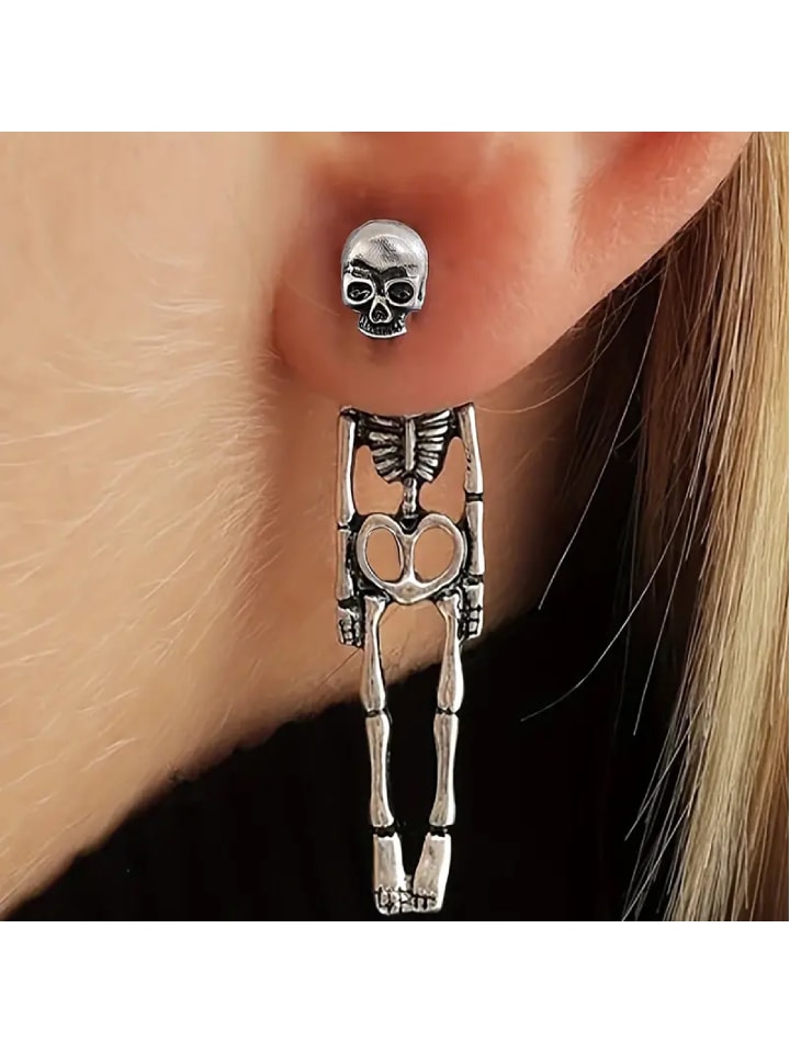 

Adeliás Рождественские серьги-гвоздики в виде скелетов, изготовленные из акрила и серебра