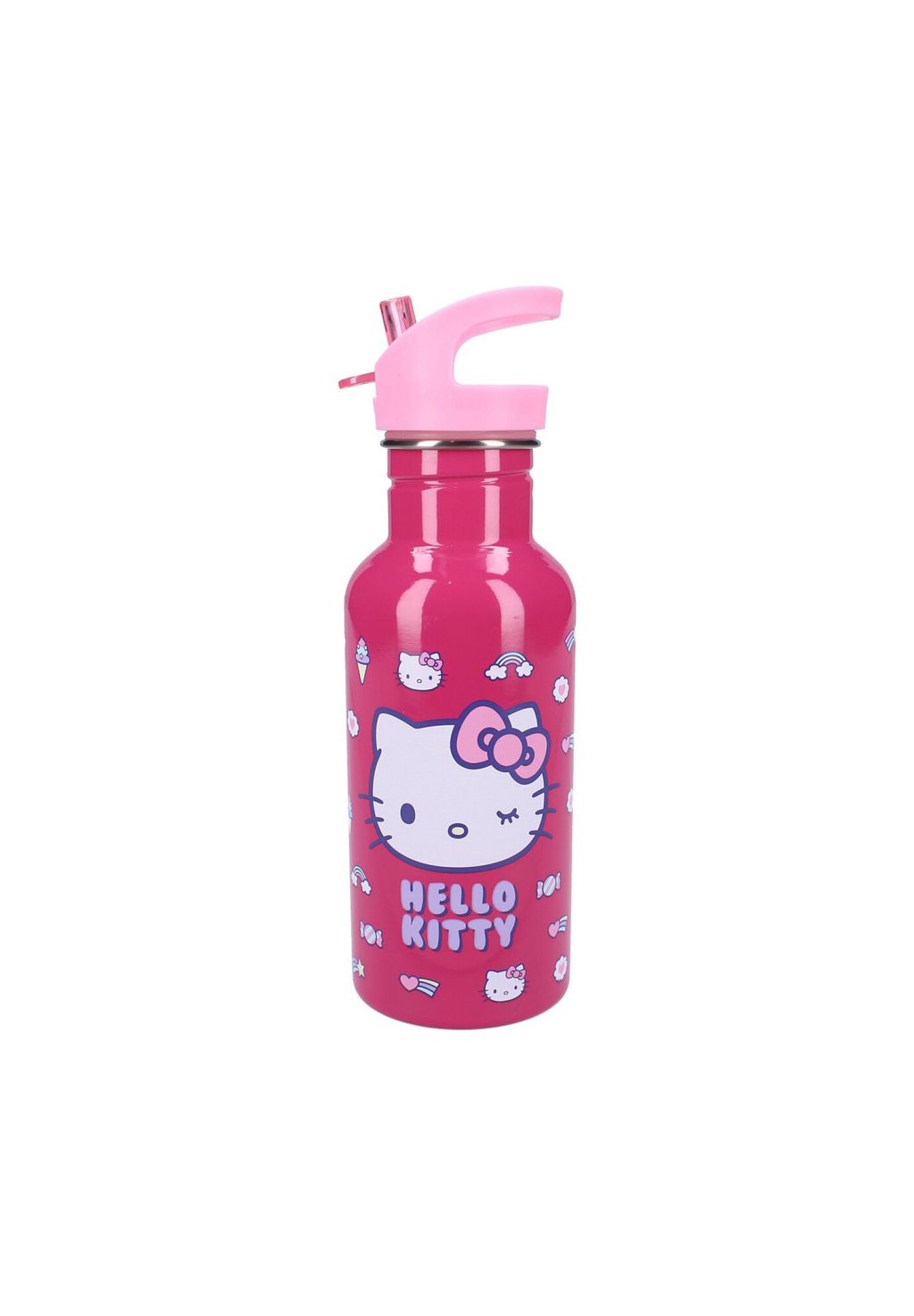 

Розовая детская бутылочка для напитков Hello Kitty Drink Up 500 мл с соломинкой и крышкой 22 x 7 x 7 см