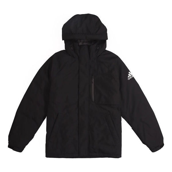 

Пуховик adidas originals Bos Logo Down J Stay Warm Solid Color hooded down Jacket Black, черный
