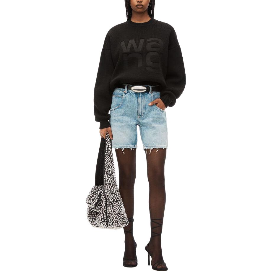 Свитер с детализированной вязкой Alexander Wang, черный — фото 4
