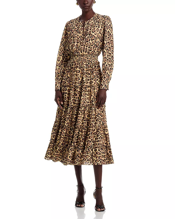 

Многоярусное платье с разрезом на шее T Tahari, коричневый