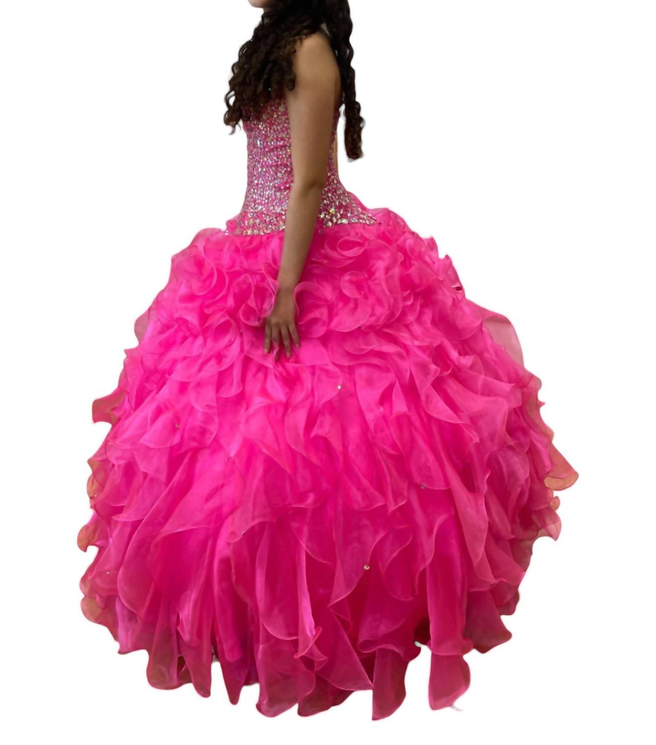 

Платье Quinceañera с открытыми плечами цвета фуксии House of Wu, фуксия