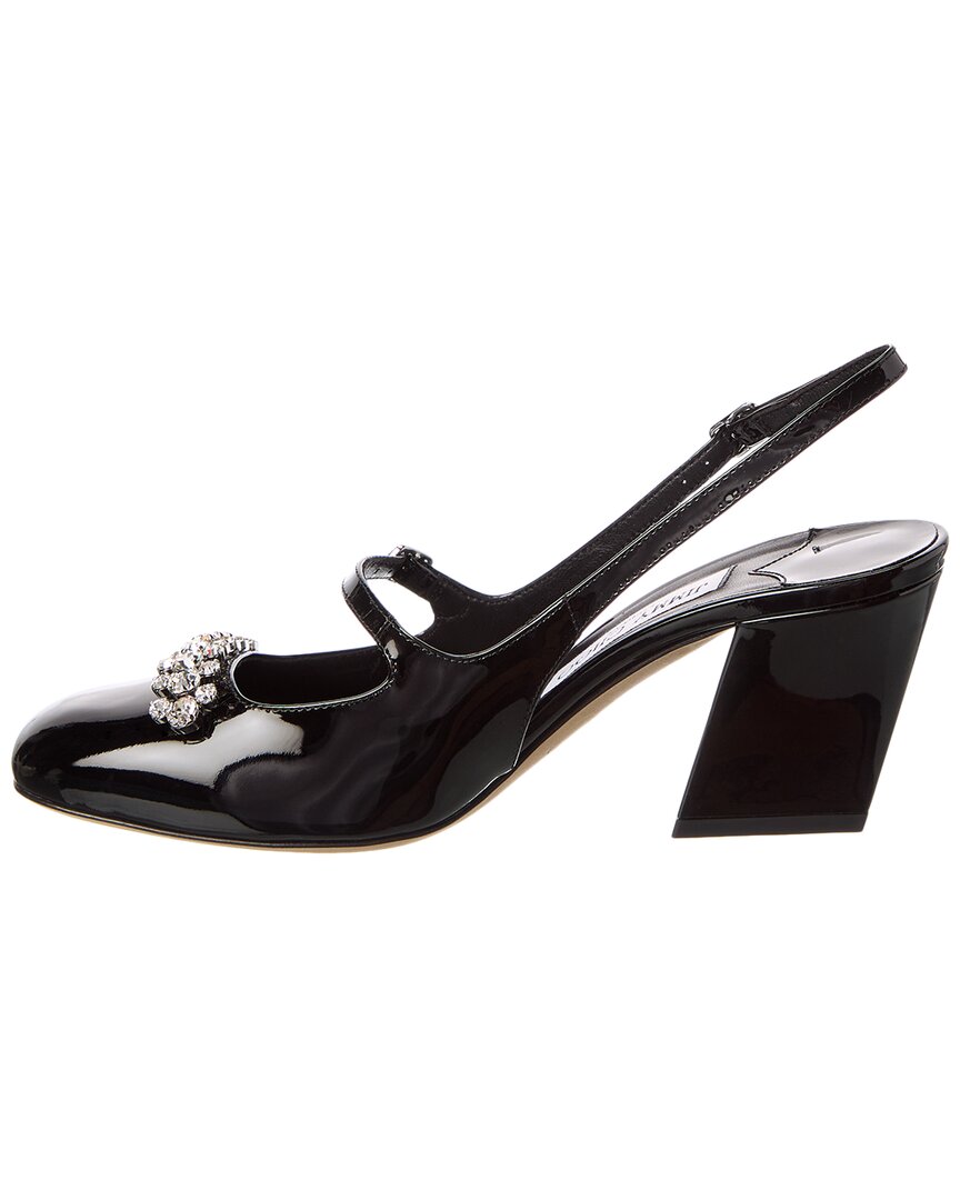 Патентованные туфли-лодочки Jimmy Choo Belinda 70 с ремешком на пятке, черный — фото 2