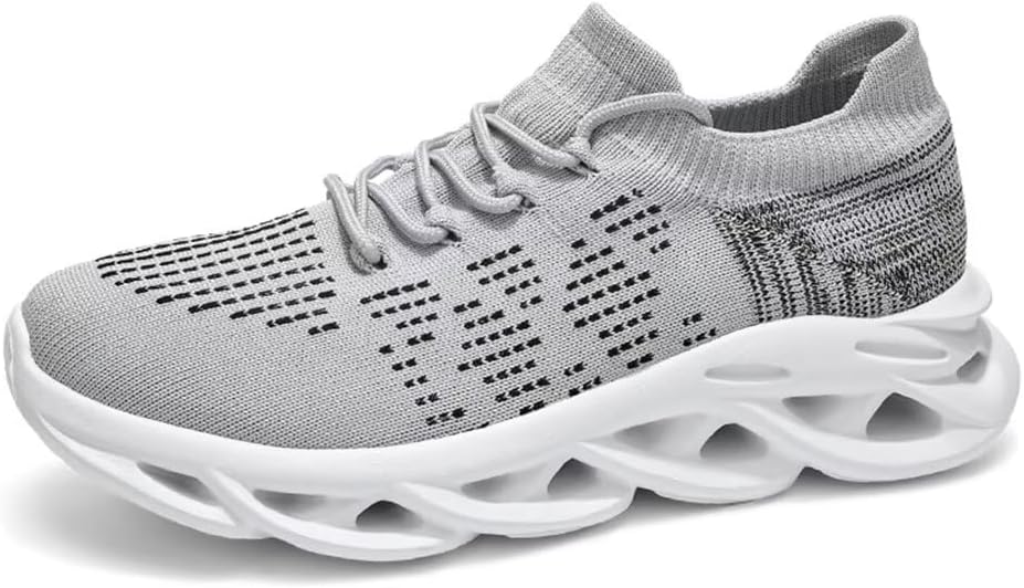 

Мужские дышащие кроссовки Jakcuz с сеткой, без застежек, для ходьбы, противоскользящие, легкие, спортивные, повседневные, модные носочные кроссовки, серый