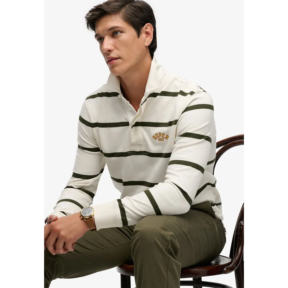 Поло Superdry Vintage Athletic Stripe Rugby с длинным рукавом, белый — фото 4