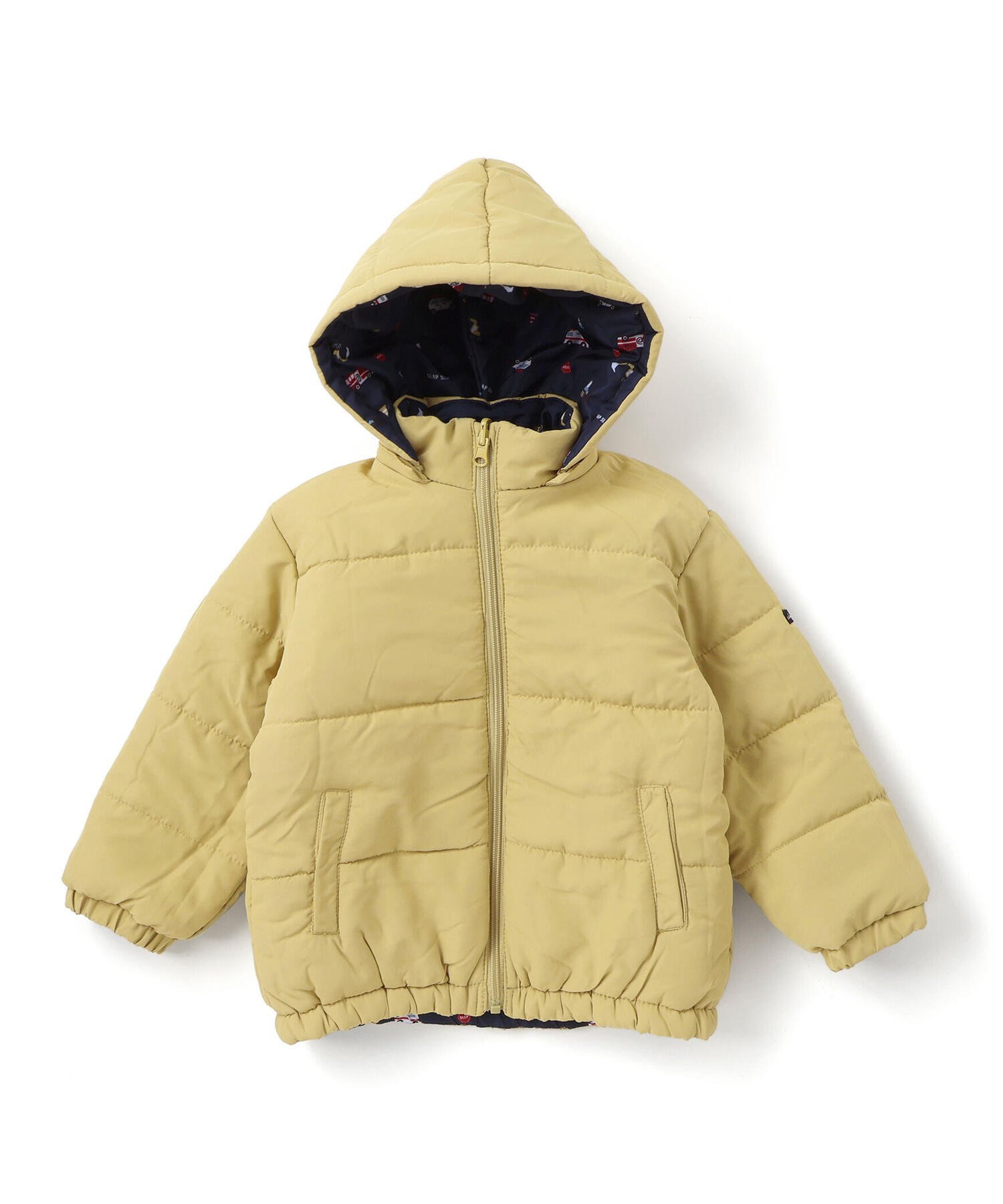 Двустороннее пальто с однотонным принтом (80–130 см) SLAP SLIP, Yellow x Navy — фото 4