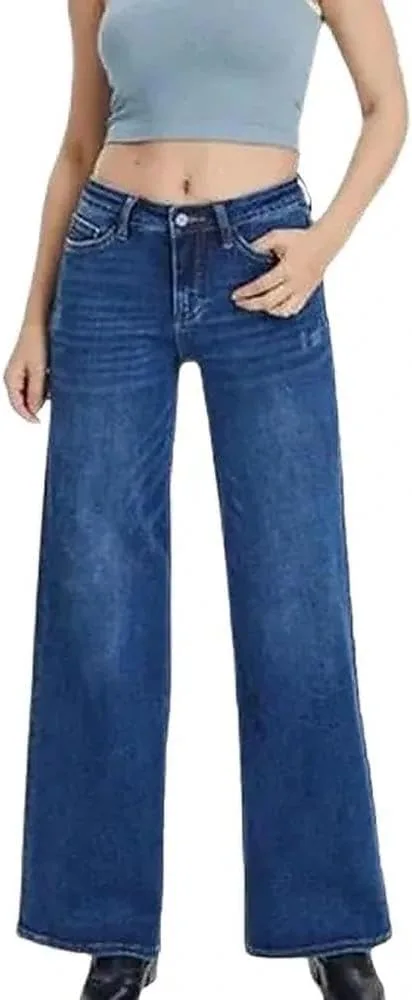 

Женские джинсы-джоггеры High Waisted Stretchy Pull On Wide Leg с карманами FUNRKLI