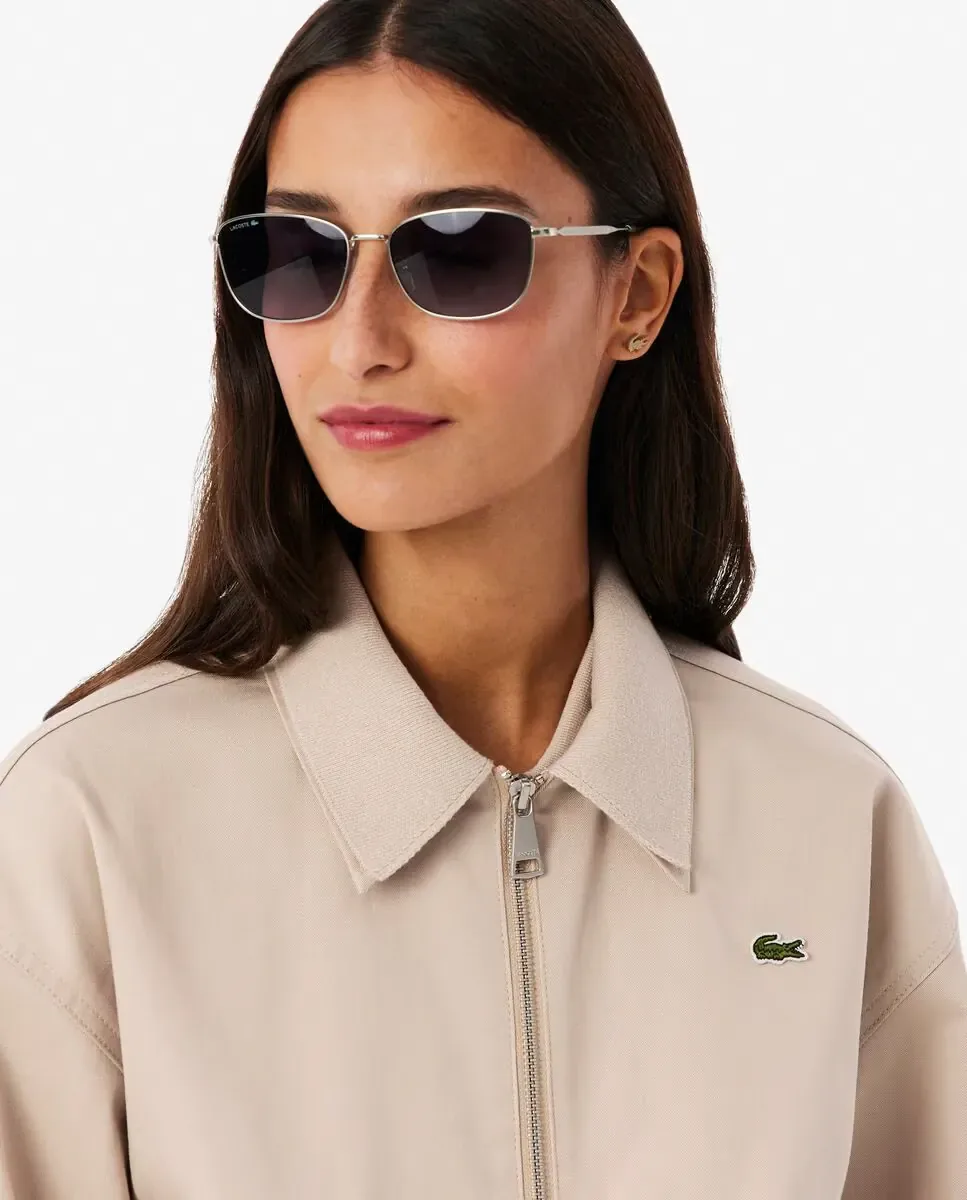 Женская эластичная куртка Lacoste, двойной воротник, бежевый — фото 3