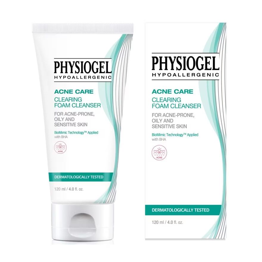 

Physiogel Очищающая пенка Acne Care Clearing Foam для жирной чувствительной кожи с прыщами 120 мл, Green