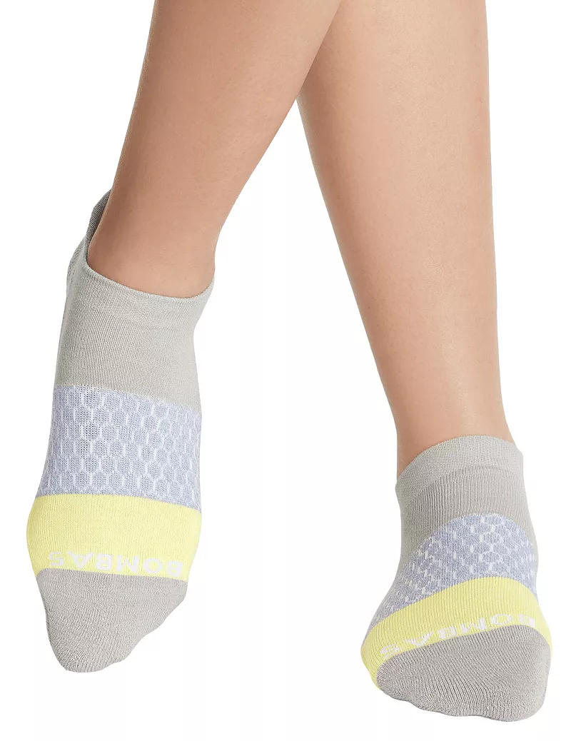 

Женские носки до щиколотки Bombas Tri-Block Marl, цвет Birch Grey/Chartreuse