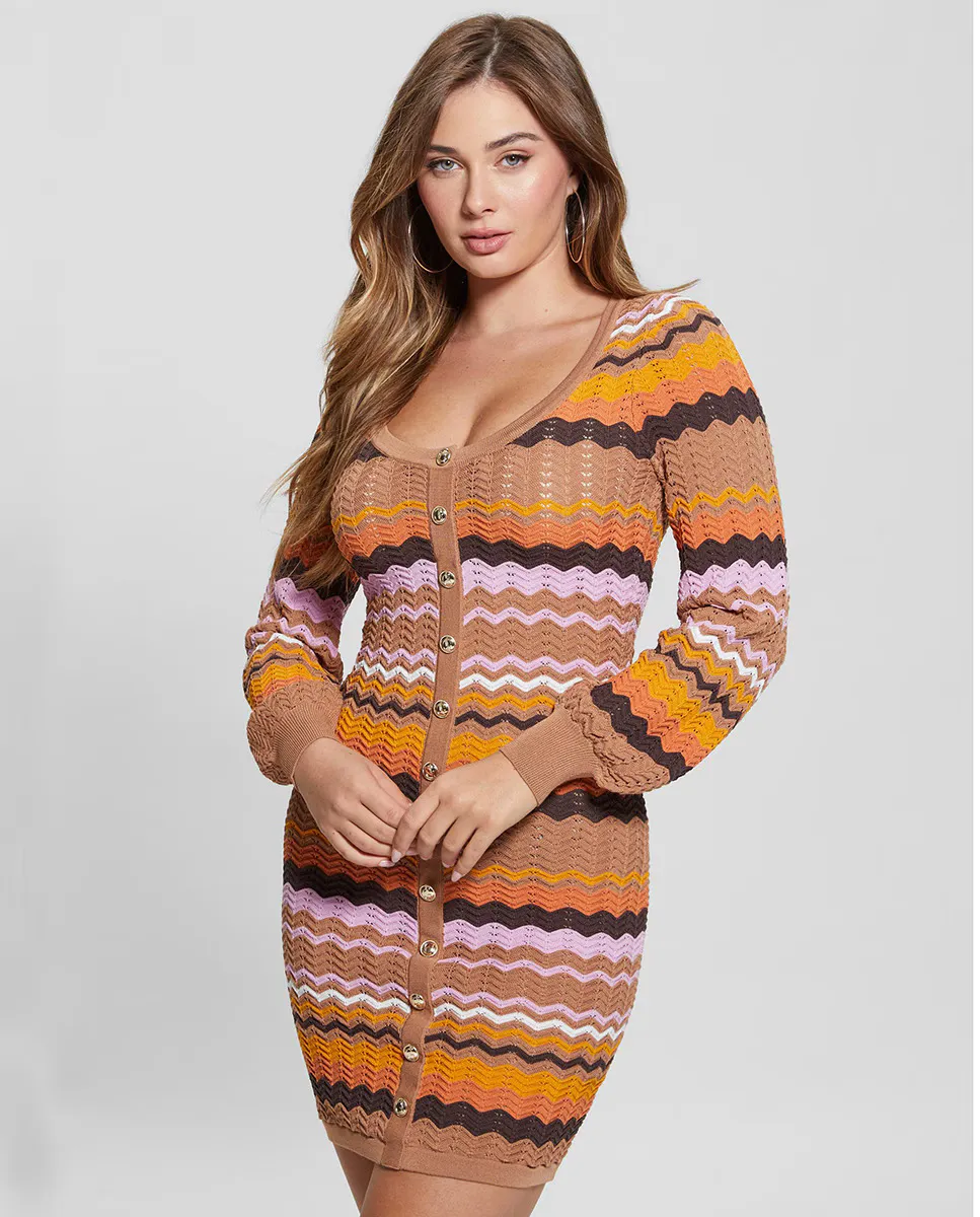 

Короткое платье с длинными рукавами Guess, мультиколор