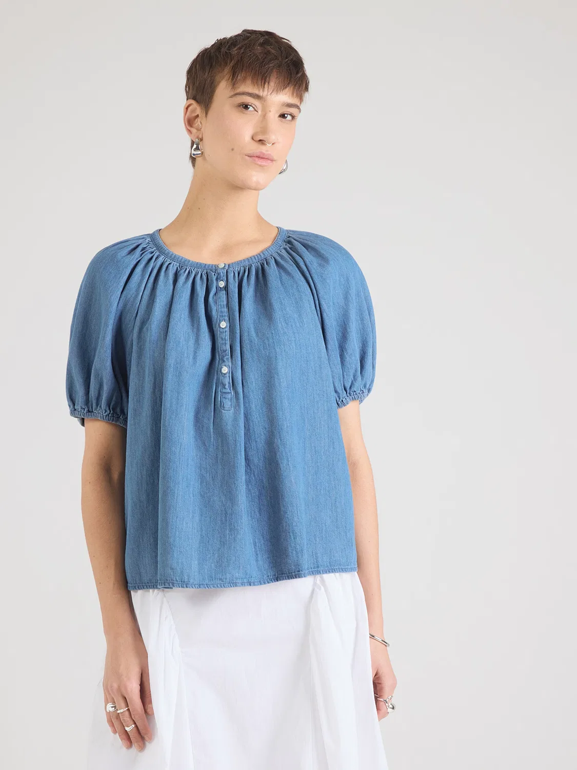 Блузка Gap POPOVER из синей джинсовой ткани — фото 2