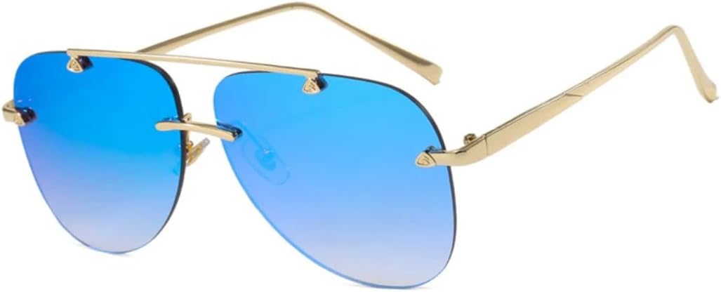 

Солнцезащитные очки с защитой UV400 | Увеличенная металлическая оправа, цветные линзы | Для женщин и мужчин, для занятий спортом на открытом воздухе и вождения DSVIGF, Gold Blue