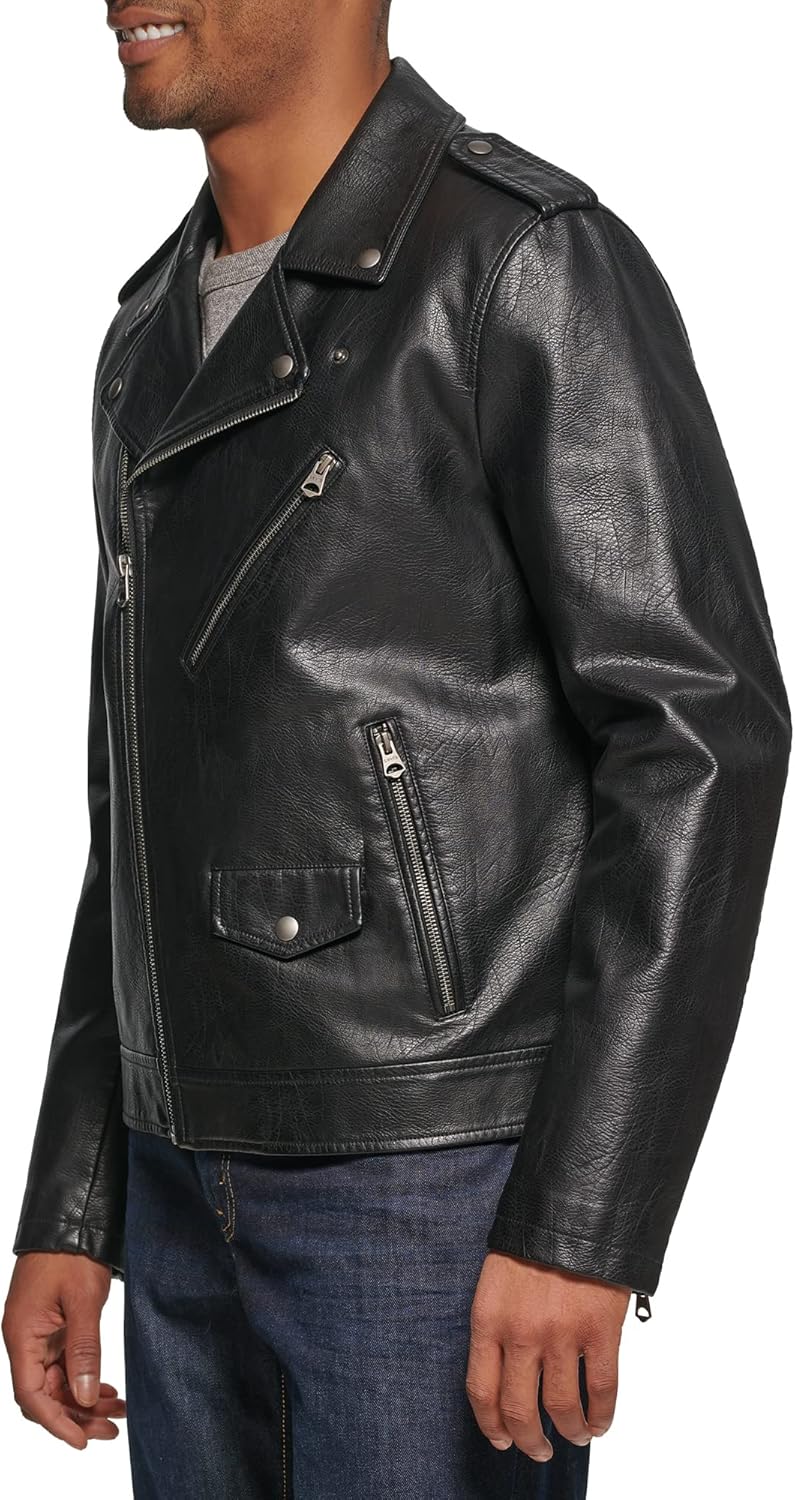 Мужская мотоциклетная куртка Levi's из искусственной кожи, New Black — фото 3