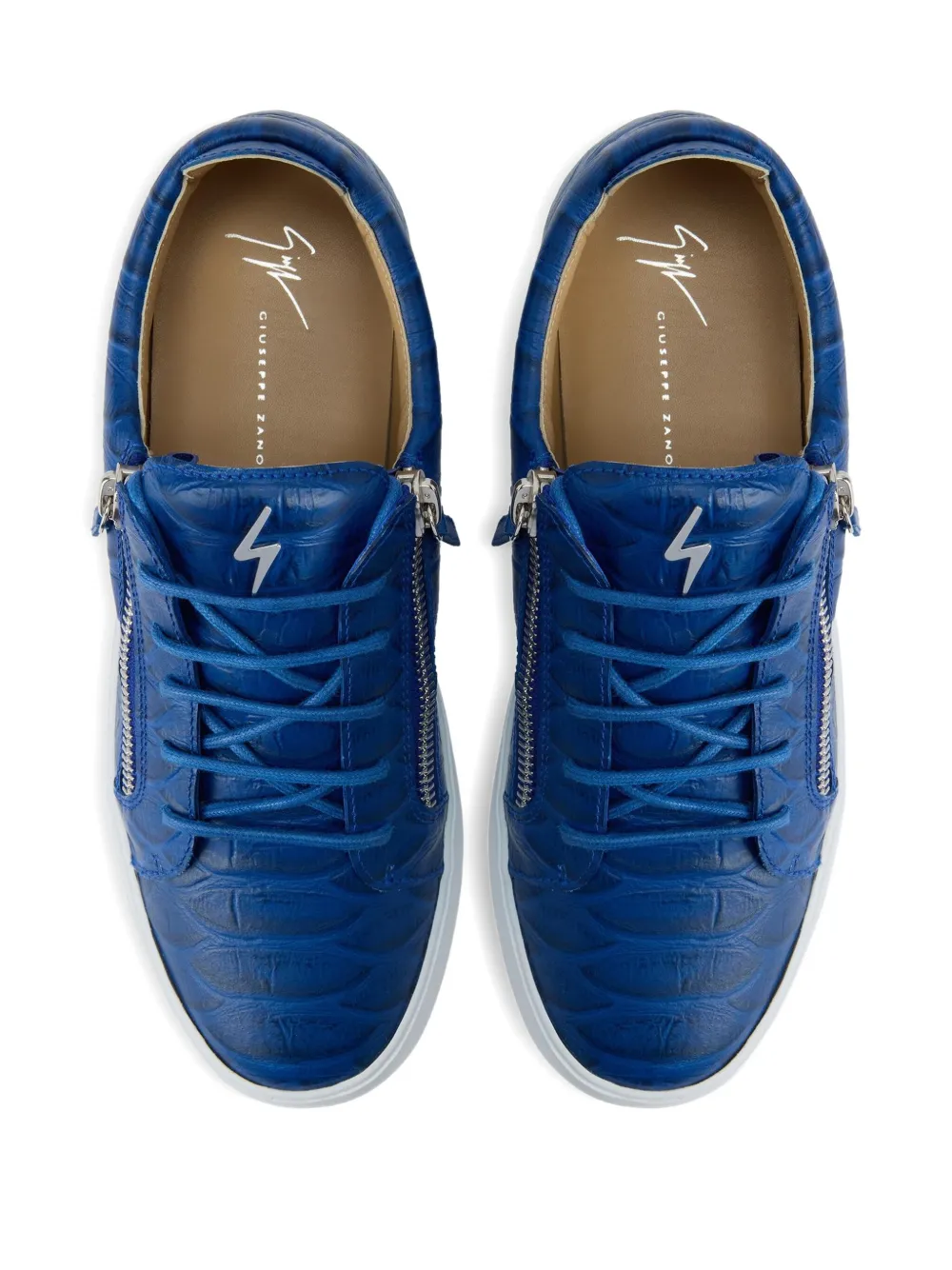 Кеды Frankie с тиснением под кожу крокодила Giuseppe Zanotti, синий — фото 4