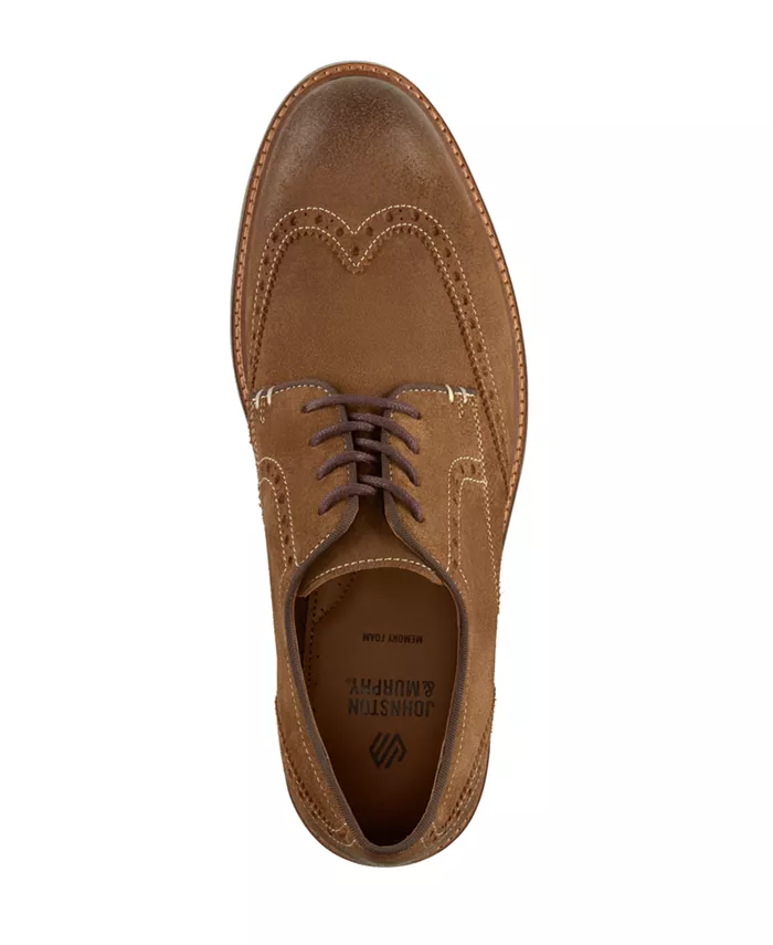 Мужские повседневные туфли Calder Wingtip с круглым носком Johnston & Murphy, загар/бежевый — фото 4