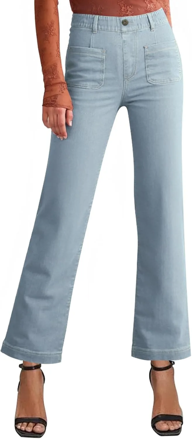 

Женские джинсы с высокой талией и широкими штанинами Oheyeseker