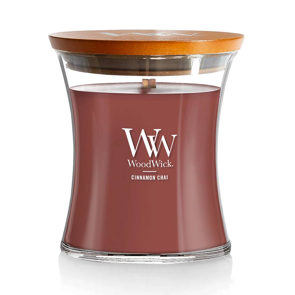 

Свеча WoodWick Cinnamon Chai, средняя свеча «Песочные часы», красный