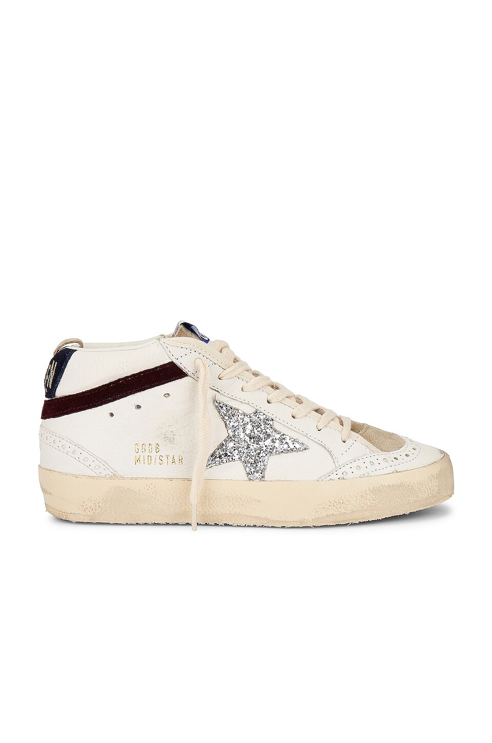 Кроссовки Golden Goose Mid Star, цвет White, Silver, Wine, & Medieval Blue