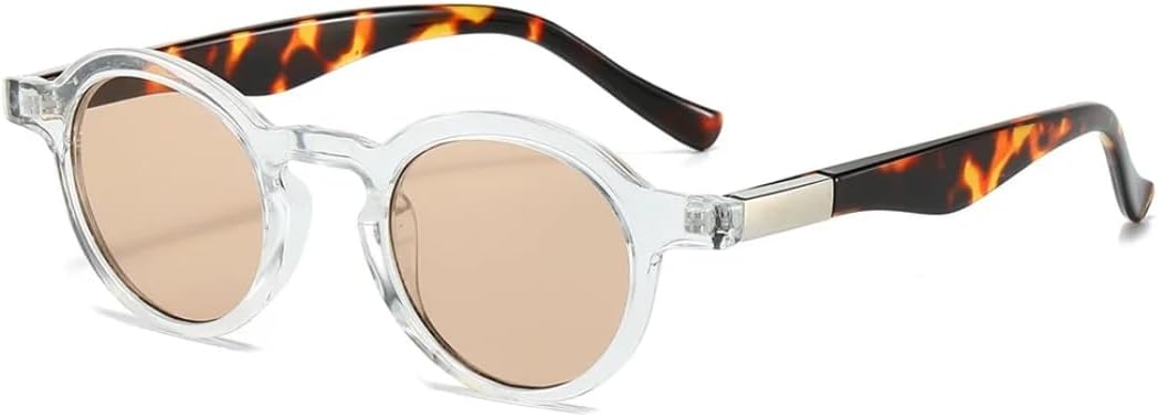 

Модные винтажные круглые мужские солнцезащитные очки для женщин, трендовые сине-зеленые панк-солнцезащитные очки, прозрачные очки с защитой от УФ-излучения UV400 SZVVBKK, Transparent Tea