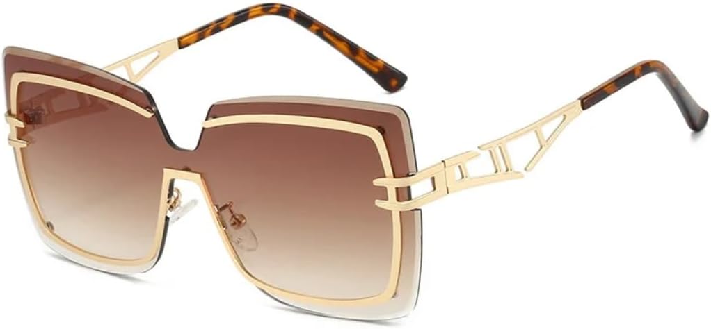 

Роскошные безрамочные солнцезащитные очки квадратной формы с градиентным переходом для женщин, с двойной оправой и полым профилем для мужчин, модные, с защитой от УФ-излучения UV400 UATXTAU, Golden Brown