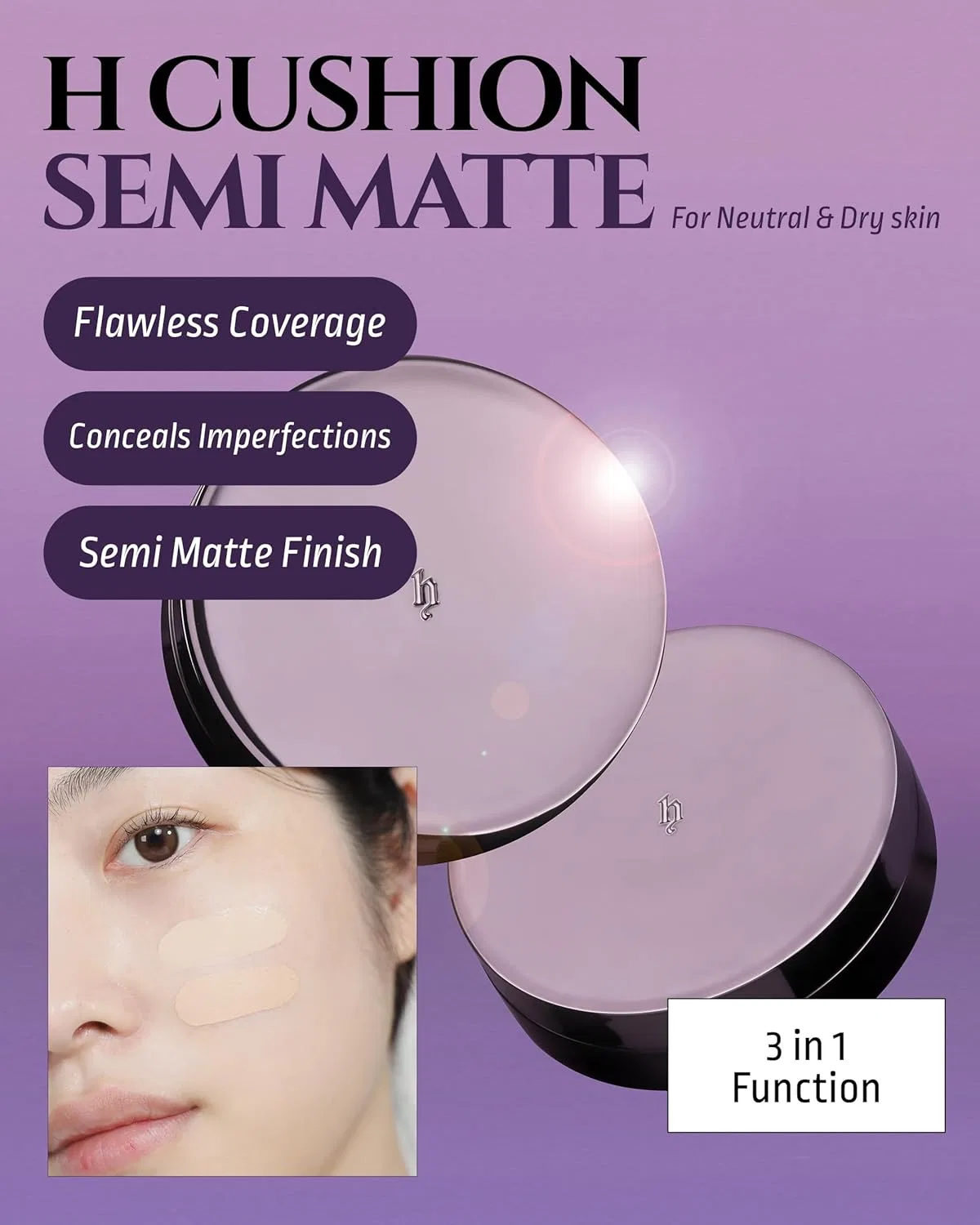 Тональное средство H Hevvy Hevvy Makeup Gleaming Skin Cushion H1 No. 21 Light Beige, 10 г — фото 3