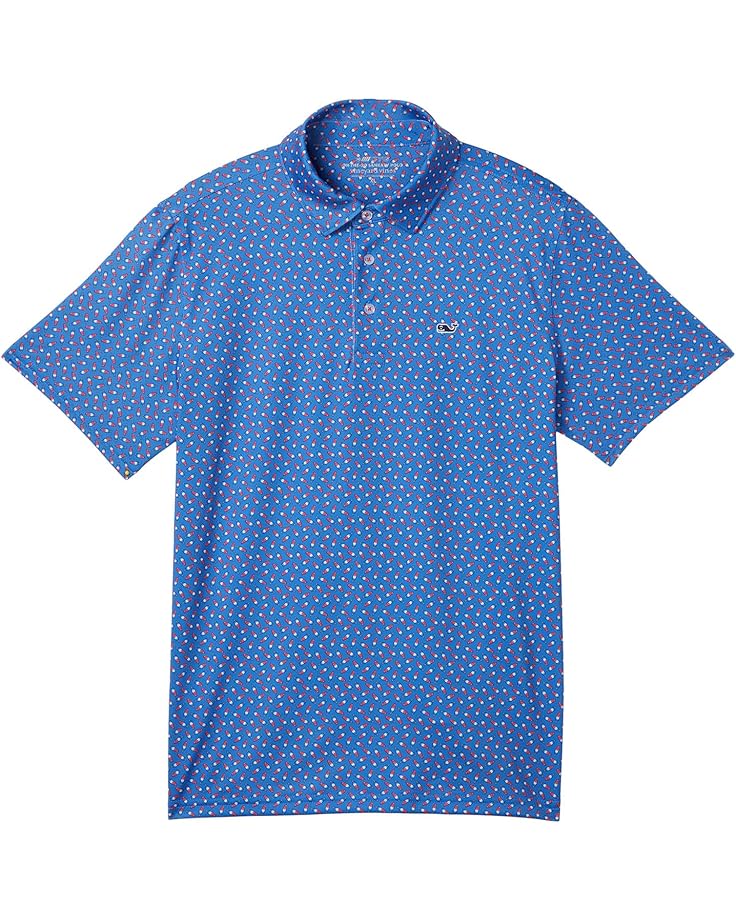 

Поло Vineyard Vines Kids Printed Sankaty Polo, цвет Bomb Pop Tide Blue